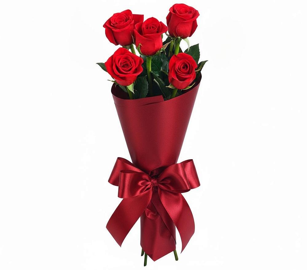 Букет 5 Красных роз Эдлесс Лав в Старобжегокайском