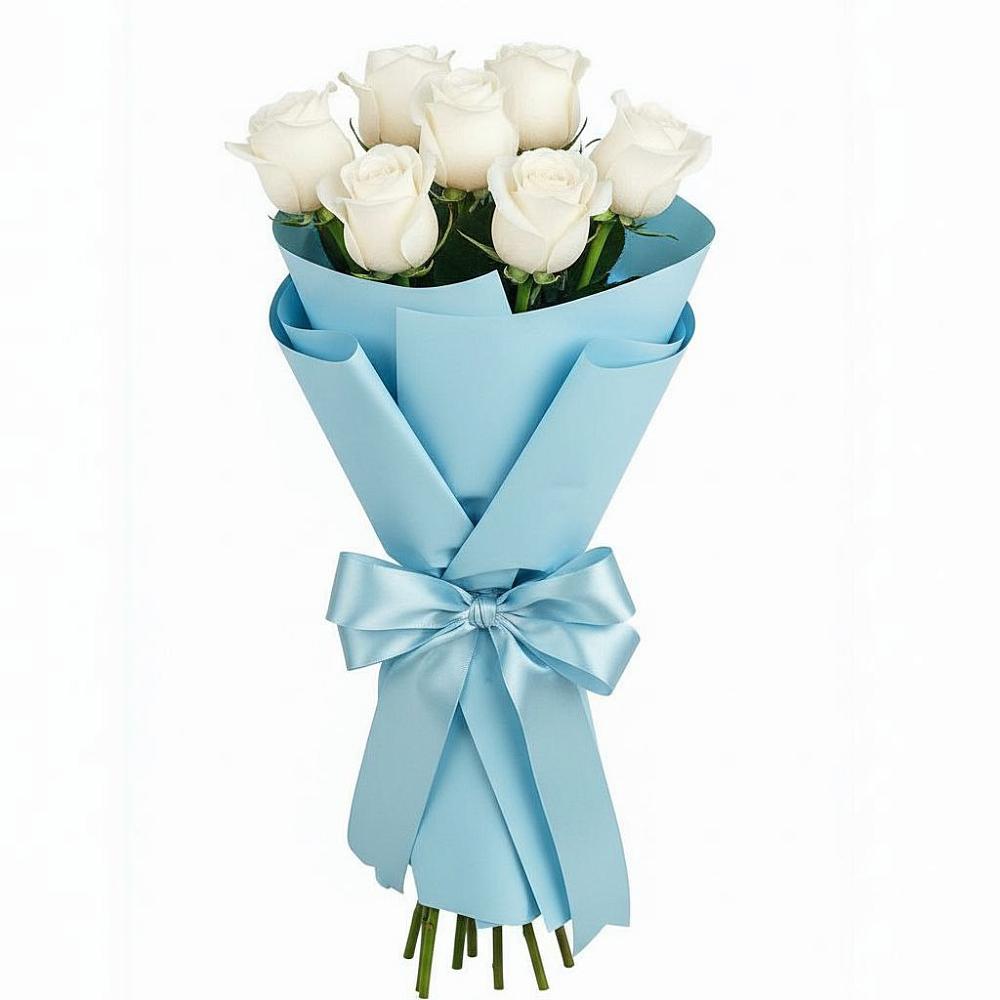 Букет 7 белых роз Проуд в Старобжегокайском