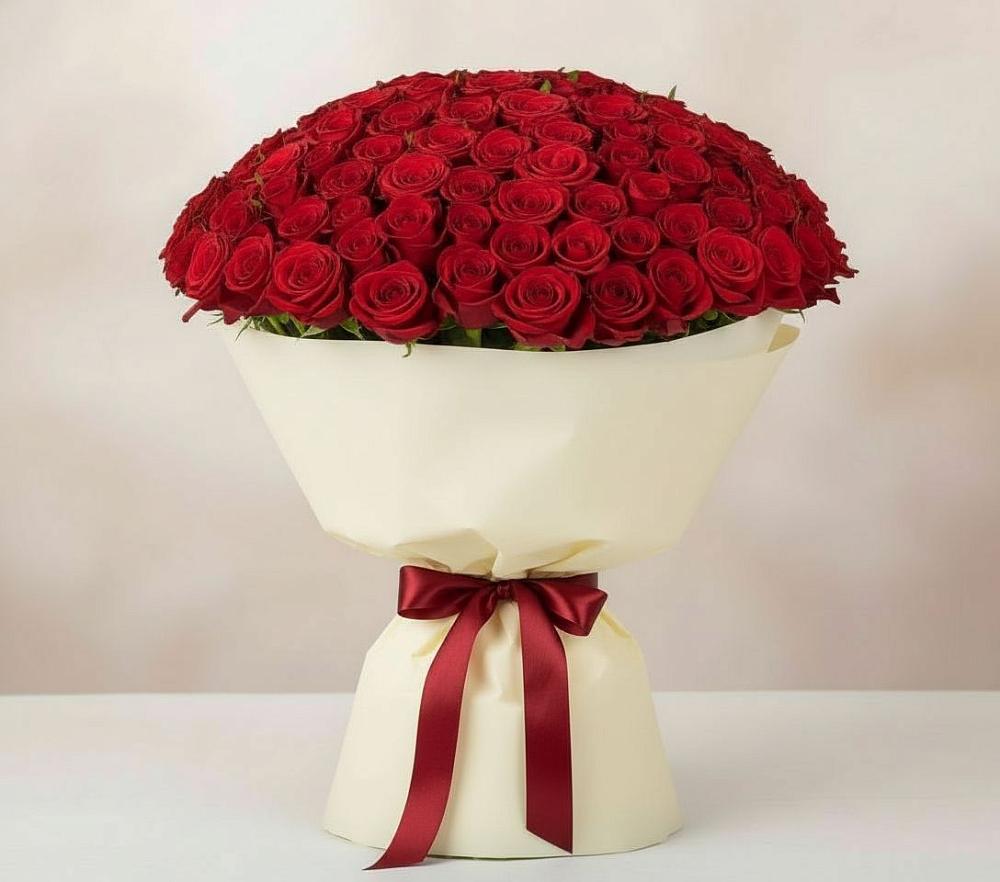 Букет 101 Красная роза Милано в Старобжегокайском