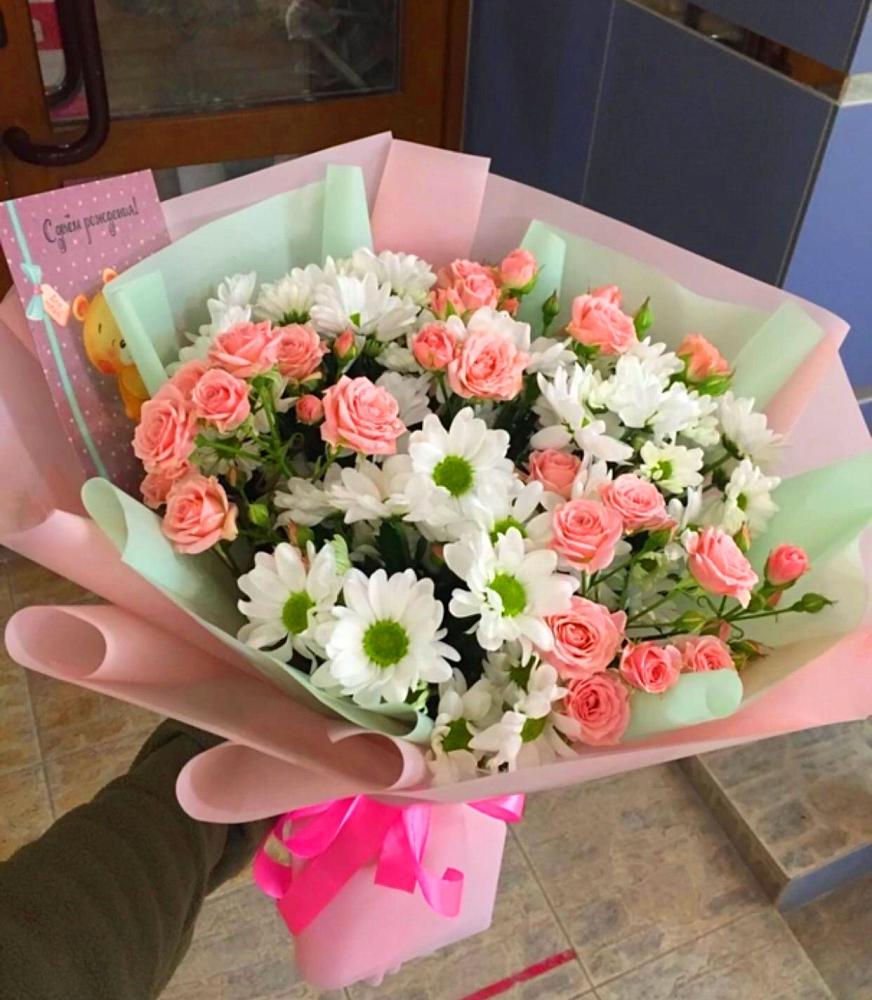 Букет цветов из: Розы и Хризантемы в Старобжегокайском