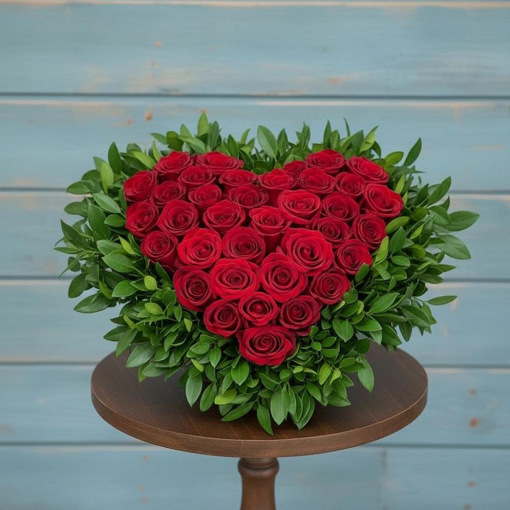 Цветочная композиция из Розы в виде сердца в Старобжегокайском