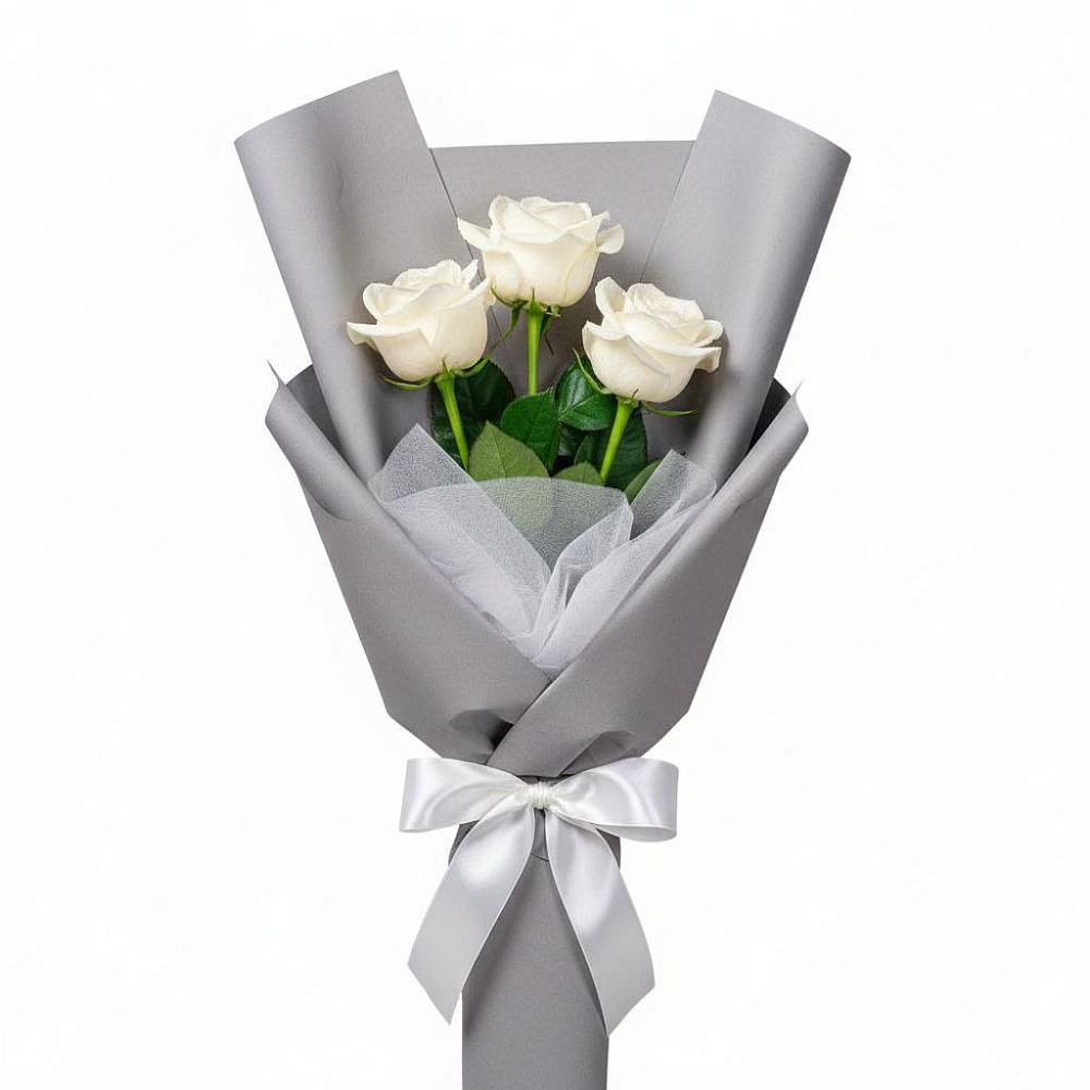 Букет 3 белые розы в Старобжегокайском