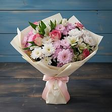 Букет цветов из:  Хризантемы, Альстромерии и Розы в Старобжегокайском