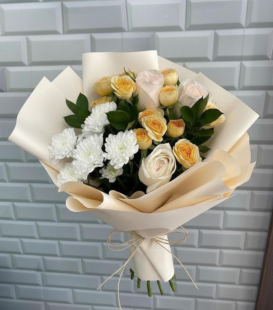 Букет цветов из: Розы и Хризантемы в Старобжегокайском