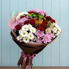 Букет цветов из:  Розы, Хризантемы и Альстромерии в Старобжегокайском