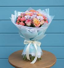 Букет цветов из:  Хризантемы и Розы в Старобжегокайском