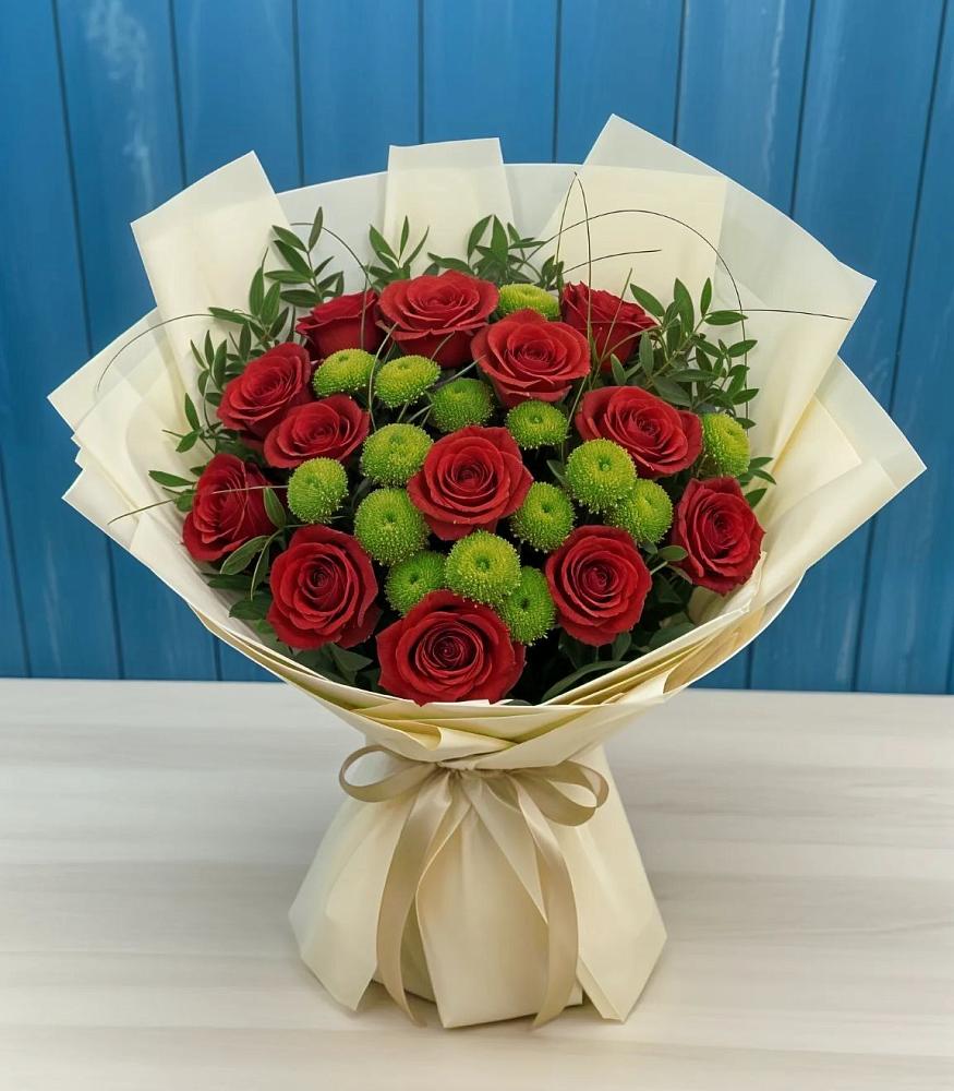 Букет цветов из: Розы и Хризантемы в Старобжегокайском